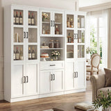 79.7" Tall Pantry Storage Cabinet with Glass Door, Adjustable Shelves, and Drawers, 3 Packs
