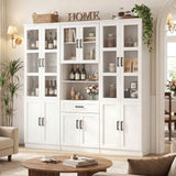 79.7" Tall Pantry Storage Cabinet with Glass Door, Adjustable Shelves, and Drawers, 3 Packs