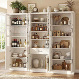 79.7" Tall Pantry Storage Cabinet with Glass Door, Adjustable Shelves, and Drawers, 3 Packs