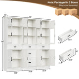 80" Tall Kitchen Pantry Storage Cabinet with Glass Doors, Adjustable Shelves and Drawer, 3 Packs
