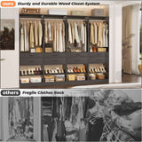 Closet System, 100" Closet Organizer W/ 8 Drawers & 4 Hanging Rods
