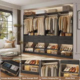 Closet System, 50" Closet Organizer with 4 Drawers & 2 Hanging Rods