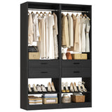 Closet System, 50" Closet Organizer with 4 Drawers & 2 Hanging Rods