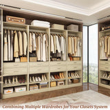 Closet System, 50" Closet Organizer with 4 Wooden Drawers, 2 Hanging Rods, Adjustable Shoe Rack