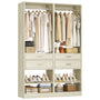 Closet System, 50" Closet Organizer with 4 Wooden Drawers, 2 Hanging Rods, Adjustable Shoe Rack