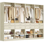 Closet System, 8.3FT Closet Organizer with 8 Wooden Drawers, 4 Hanging Rods, Adjustable Shoe Rack