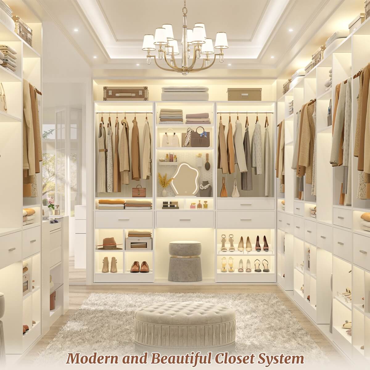Unikito 25'' Freestanding Closet System with 2 Wooden Drawers
