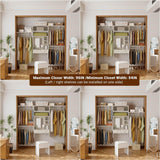 8FT Wall Mounted Closet System with Vanity Desk, with 3 Adjustable Shelves & Hanging Rods, Heavy Duty