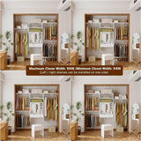 8FT Wall Mounted Closet System with Vanity Desk, with 3 Adjustable Shelves & Hanging Rods, Heavy Duty