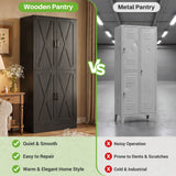 71" Tall Kitchen Pantry Storage Cabinet with 2 Built-in Drawers | 63" Wide Wood Farmhouse Storage Cabinet
