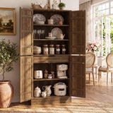 71" Tall Kitchen Pantry Storage Cabinet with 2 Built-in Drawers | 63" Wide Wood Farmhouse Storage Cabinet