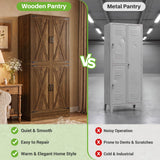 71" Tall Kitchen Pantry Storage Cabinet with 2 Built-in Drawers | 63" Wide Wood Farmhouse Storage Cabinet