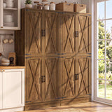 71" Tall Kitchen Pantry Storage Cabinet with 2 Built-in Drawers | 63" Wide Wood Farmhouse Storage Cabinet