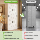 71" Tall Kitchen Pantry Storage Cabinet with 2 Built-in Drawers | 63" Wide Wood Farmhouse Storage Cabinet