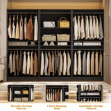 9FT Modular Closet System with 6 Hanging Rods, 2500LBs Heavy Duty Walk-in Organizer