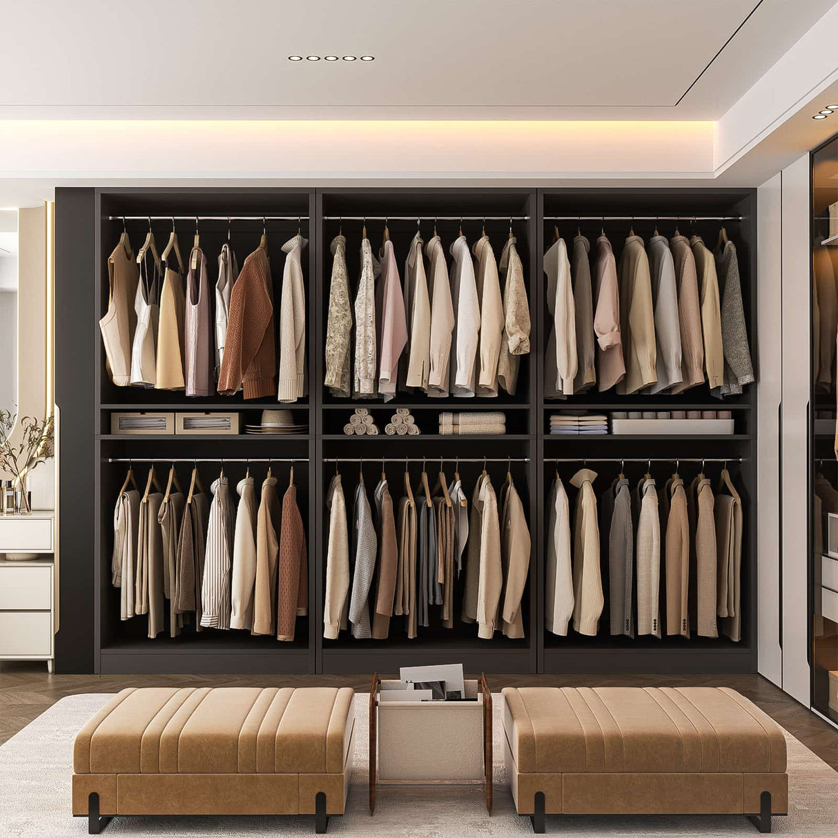 9FT Modular Closet System with 6 Hanging Rods, 2500LBs Heavy Duty Walk-in Organizer