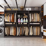 9FT Modular Closet System with 6 Hanging Rods, 2500LBs Heavy Duty Walk-in Organizer