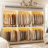 9FT Modular Closet System with 6 Hanging Rods, 2500LBs Heavy Duty Walk-in Organizer