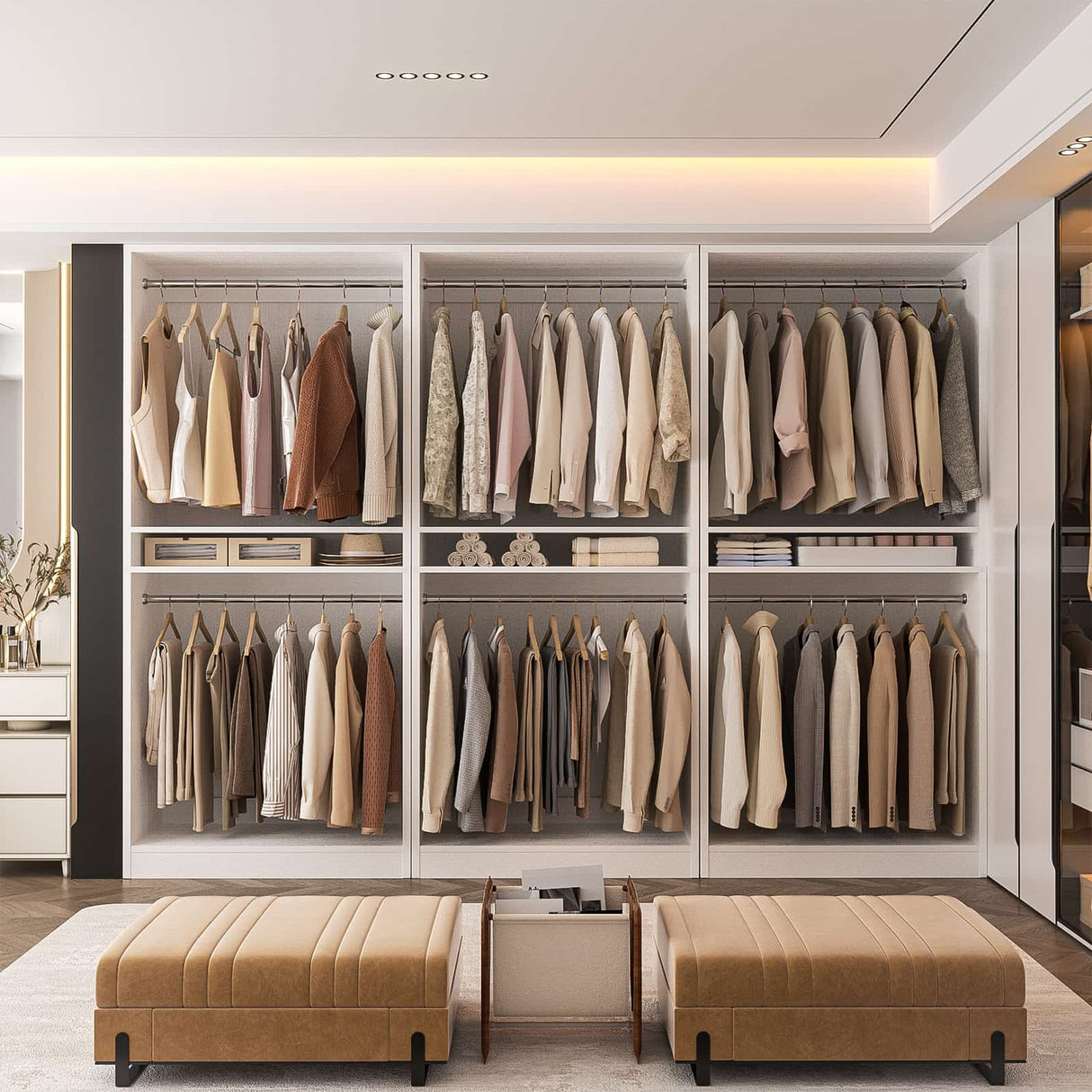 9FT Modular Closet System with 6 Hanging Rods, 2500LBs Heavy Duty Walk-in Organizer