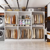 9FT Modular Closet System with 6 Hanging Rods, 2500LBs Heavy Duty Walk-in Organizer