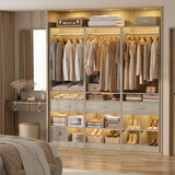 50" Closet System, Closet Organizer with 2 Wooden Drawers,  Closet Organizer with 2 Hanging Rods & 8 Cubby Storages