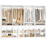 100" Closet System, 8.3FT Closet Organizer with 4 Wooden Drawers, Closet Organizer with 4 Hanging Rods & 16 Cubby Storages