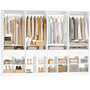 100" Closet System, 8.3FT Closet Organizer with 4 Wooden Drawers, Closet Organizer with 4 Hanging Rods & 16 Cubby Storages
