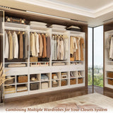 100" Closet System, 8.3FT Closet Organizer with 4 Wooden Drawers, Closet Organizer with 4 Hanging Rods & 16 Cubby Storages