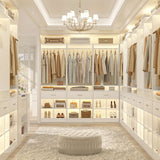 100" Closet System, 8.3FT Closet Organizer with 4 Wooden Drawers, Closet Organizer with 4 Hanging Rods & 16 Cubby Storages