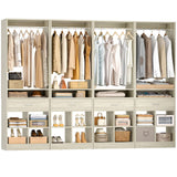100" Closet System, 8.3FT Closet Organizer with 4 Wooden Drawers, Closet Organizer with 4 Hanging Rods & 16 Cubby Storages