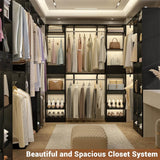 58'' W - 90'' W Walk In Closet System, Large Heavy Duty Closet Organizer System with 2 Drawers, 3 Hanging Rods,  and 13 Shelves, Reversible Design
