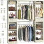58'' W - 90'' W Walk In Closet System, Large Heavy Duty Closet Organizer System with 2 Drawers, 3 Hanging Rods,  and 13 Shelves, Reversible Design