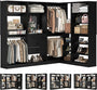 110'' Closet System with 4 Sets, Freestanding Heavy Duty Walk In Closet Organizer Tower with 4 Hanging Rods and 4 Drawers, Max Load 3000 LBS