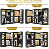 110'' Closet System with 4 Sets, Freestanding Heavy Duty Walk In Closet Organizer Tower with 4 Hanging Rods and 4 Drawers, Max Load 3000 LBS
