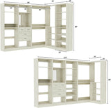 110'' Closet System with 4 Sets, Freestanding Heavy Duty Walk In Closet Organizer Tower with 4 Hanging Rods and 4 Drawers, Max Load 3000 LBS