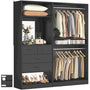 2-Piece Closet System with Mirror & Drawers, Walk-in Closet Organizer with Adjustable Shelves & Hanging Rods