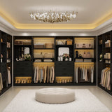 2-Piece Closet System with Mirror & Drawers, Walk-in Closet Organizer with Adjustable Shelves & Hanging Rods