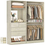 2-Piece Closet System with Mirror & Drawers, Walk-in Closet Organizer with Adjustable Shelves & Hanging Rods