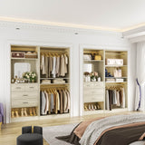 2-Piece Closet System with Mirror & Drawers, Walk-in Closet Organizer with Adjustable Shelves & Hanging Rods