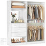 2-Piece Closet System with Mirror & Drawers, Walk-in Closet Organizer with Adjustable Shelves & Hanging Rods