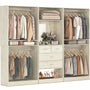 98” Closet System with Mirror & 4 Drawers, 8.2FT Heavy Duty Wood Closet Organizer with 4 Hanging Rods