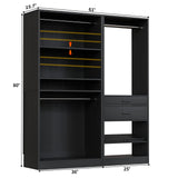 Closet System Set of 2, 5FT Closet Systems with 2 Wood Drawers