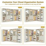 110'' Closet System with 4 Sets, Freestanding Heavy Duty Walk In Closet Organizer Tower with 4 Hanging Rods and 4 Drawers, Max Load 3000 LBS