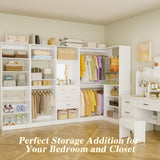 110'' Closet System with 4 Sets, Freestanding Heavy Duty Walk In Closet Organizer Tower with 4 Hanging Rods and 4 Drawers, Max Load 3000 LBS