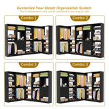 110” Closet System with Drawers, Corner Closet Organizer with 4 Hanging Rods and Mirror Design