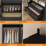 Closet System Set of 2, 4FT Closet Systems with 2 Wood Drawers