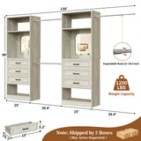 Unikito Closet System with 6 Drawers, 6-14Ft Closet Organizer with 3 Hanging Rods and Mirror