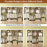 Unikito Closet System with 6 Drawers, 6-14Ft Closet Organizer with 3 Hanging Rods and Mirror