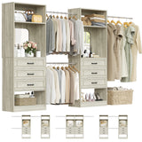 Unikito Closet System with 6 Drawers, 6-14Ft Closet Organizer with 3 Hanging Rods and Mirror