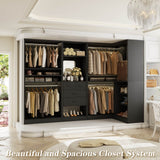 97" Large Modular Closet System, 2500LBS Heavy Duty Wood Wardrobe with 4 Hanging Rods